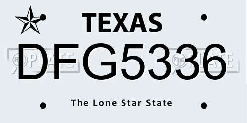 DFG5336 Texas License Plate