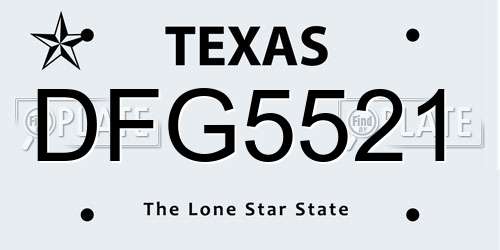 DFG5521 Texas License Plate