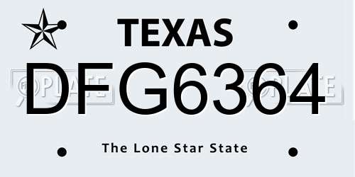 DFG6364 Texas License Plate