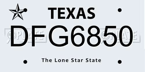 DFG6850 Texas License Plate