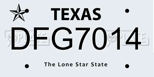 DFG7014 Texas License Plate
