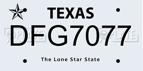 DFG7077 Texas License Plate