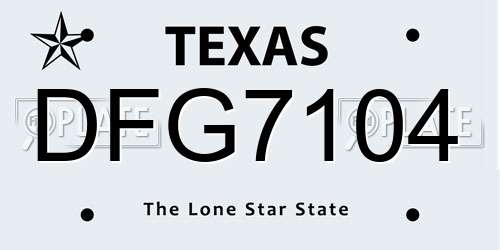 DFG7104 Texas License Plate