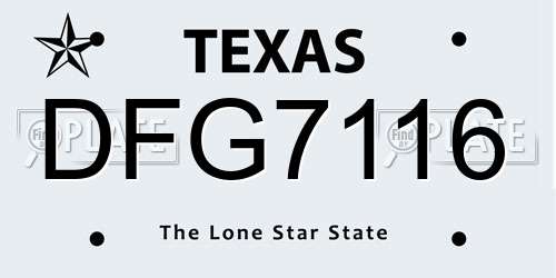 DFG7116 Texas License Plate