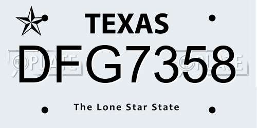 DFG7358 Texas License Plate