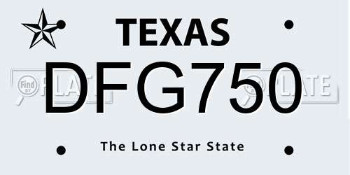 DFG750 Texas License Plate