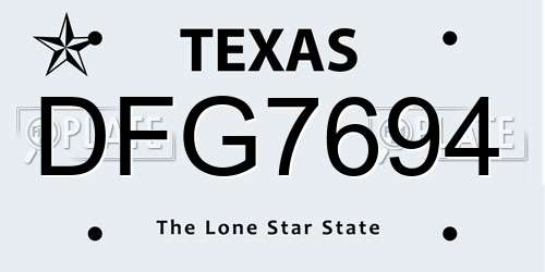 DFG7694 Texas License Plate