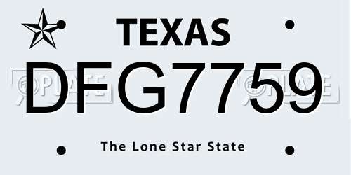 DFG7759 Texas License Plate