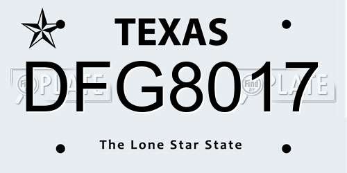 DFG8017 Texas License Plate