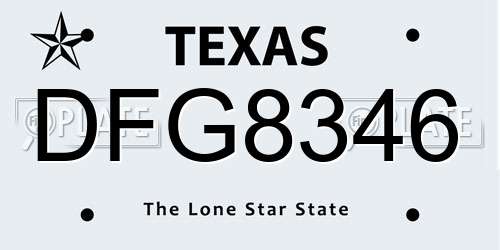 DFG8346 Texas License Plate