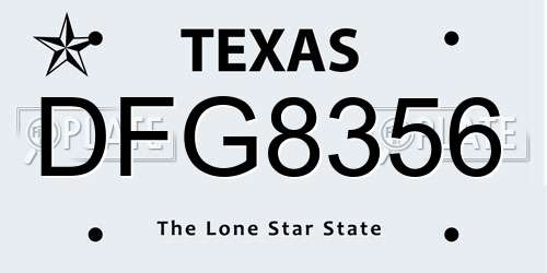 DFG8356 Texas License Plate