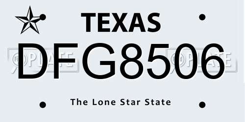 DFG8506 Texas License Plate