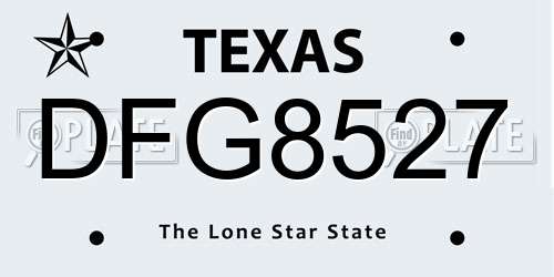 DFG8527 Texas License Plate