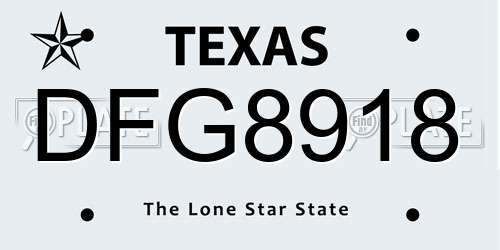 DFG8918 Texas License Plate