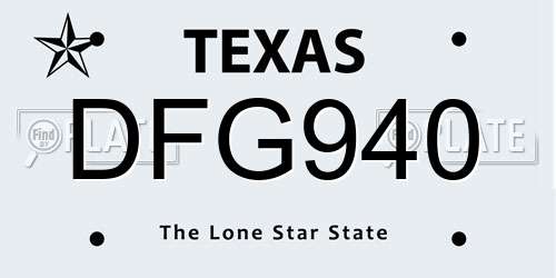 DFG940 Texas License Plate