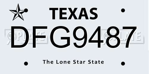 DFG9487 Texas License Plate