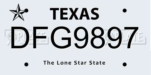 DFG9897 Texas License Plate