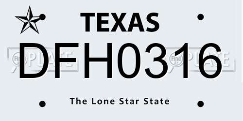 DFH0316 Texas License Plate