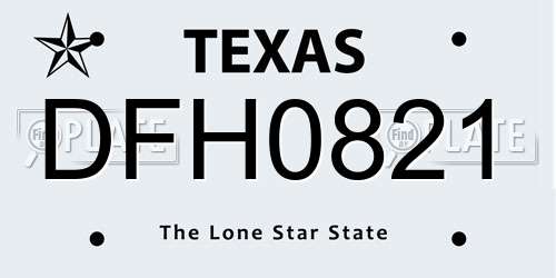 DFH0821 Texas License Plate