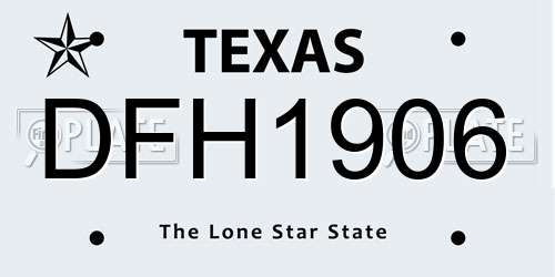 DFH1906 Texas License Plate