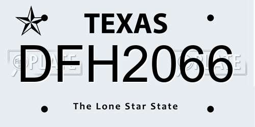 DFH2066 Texas License Plate