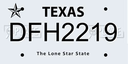 DFH2219 Texas License Plate