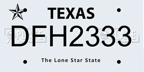 DFH2333 Texas License Plate