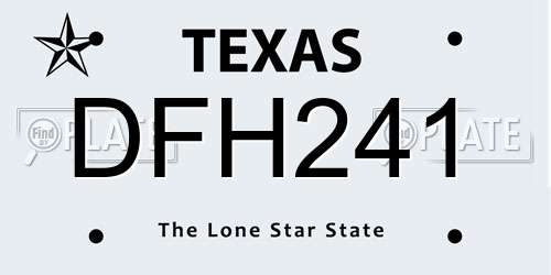 DFH241 Texas License Plate