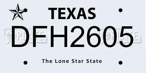 DFH2605 Texas License Plate
