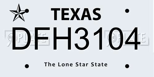 DFH3104 Texas License Plate
