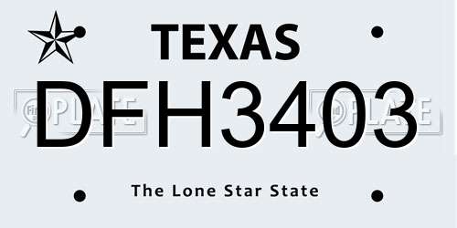 DFH3403 Texas License Plate