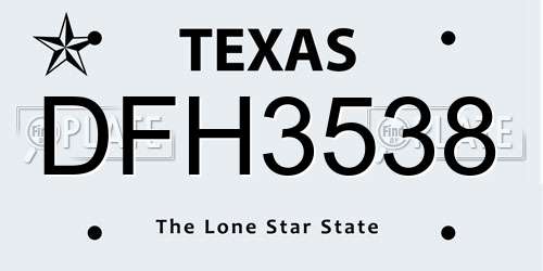 DFH3538 Texas License Plate