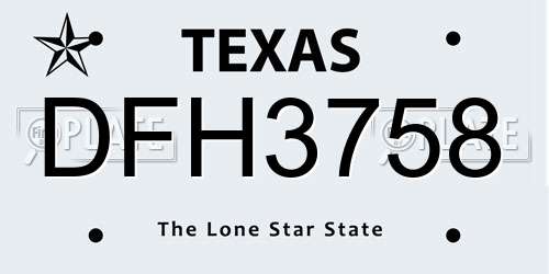 DFH3758 Texas License Plate