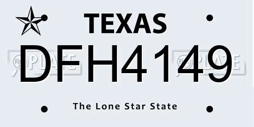 DFH4149 Texas License Plate