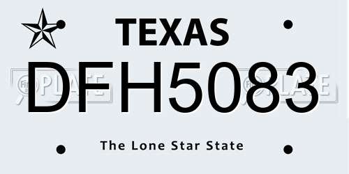 DFH5083 Texas License Plate