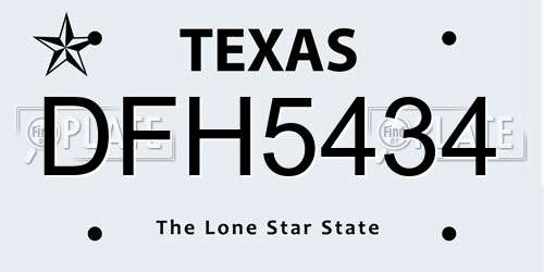 DFH5434 Texas License Plate