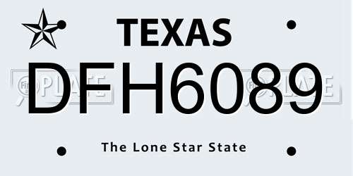 DFH6089 Texas License Plate