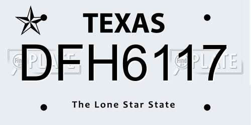 DFH6117 Texas License Plate