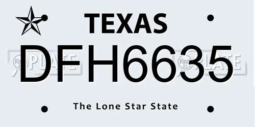 DFH6635 Texas License Plate
