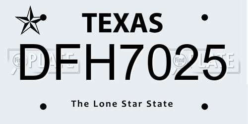 DFH7025 Texas License Plate