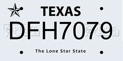 DFH7079 Texas License Plate