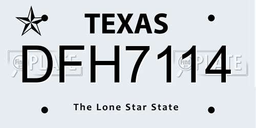 DFH7114 Texas License Plate
