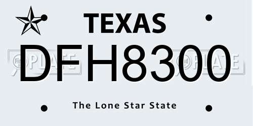 DFH8300 Texas License Plate