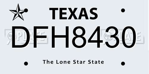 DFH8430 Texas License Plate
