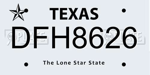 DFH8626 Texas License Plate