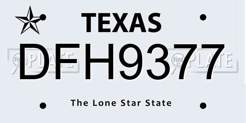 DFH9377 Texas License Plate