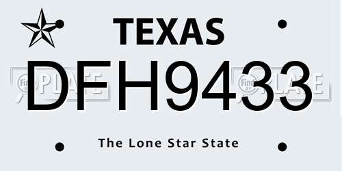 DFH9433 Texas License Plate