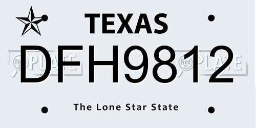 DFH9812 Texas License Plate