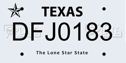 DFJ0183 Texas License Plate