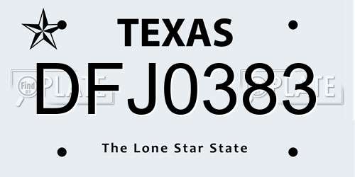 DFJ0383 Texas License Plate